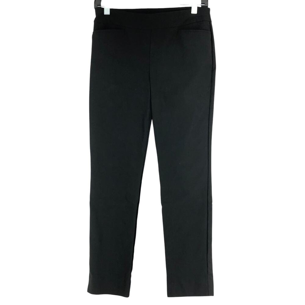 Chicos Womens Size 00R US 2R Pants Pull On Stretch Straight Leg Ponte Knit Black